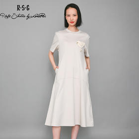 RSG郭培成衣品牌灰色棉质手工装饰宽松长连衣裙