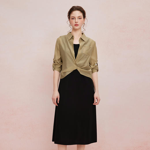 QF853斯尔丽2025新款设计感衬衣宽松休闲搭配无袖连衣裙套装连衣裙 商品图4