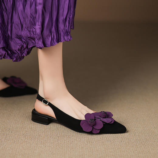 【预售5天】夏季新款浅口花卉后空单鞋轻熟低跟舒适配裙子凉鞋子女ZYY&A1224 商品图0