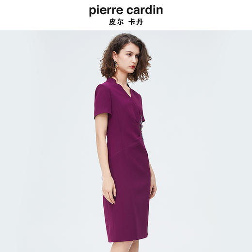 [皮尔卡丹女装]连衣裙春秋长袖假两件小香风通勤中长裙 商品图1