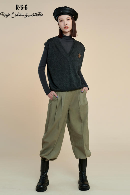 RSG郭培成衣品牌休闲宽松廓形压褶直筒休闲女款长裤 商品图5
