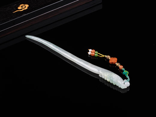 新中式国风冰种翡翠凤头发簪一对 商品图1