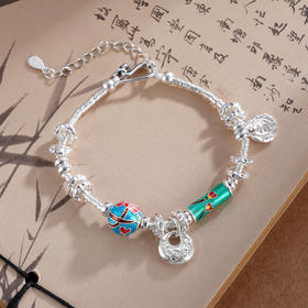 子佩集S925银【花信年华】手链【SL01018】纯银钱串腰缠万贯珐琅彩盘缠盘缠2504