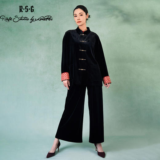 郭培成衣品牌精品系列奢华中式老钱风袖口铜钱刺绣丝绒外套 商品图4