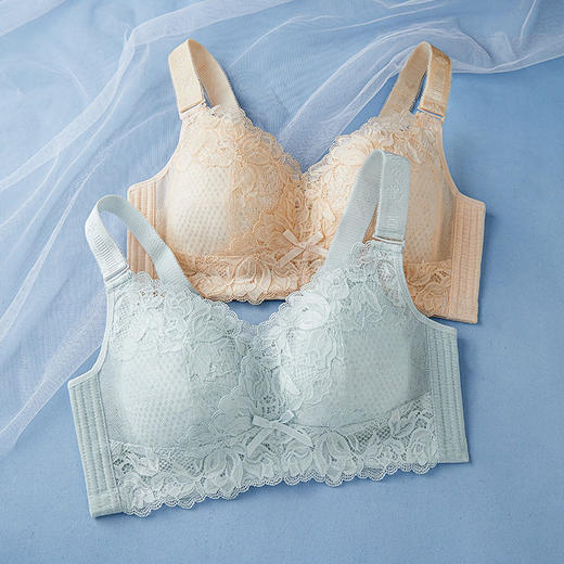 QC-W6195  夏季新品全罩大胸显小内衣女钢圈无薄款缩胸防下垂收副乳大（单件） 商品图0