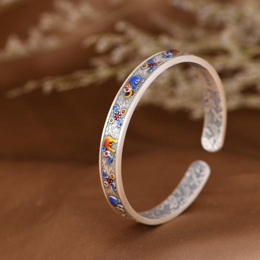 【吉祥福生】足银复古吉象浮雕花朵手镯【SCH-SZ0003-1.5-94】 商品图1