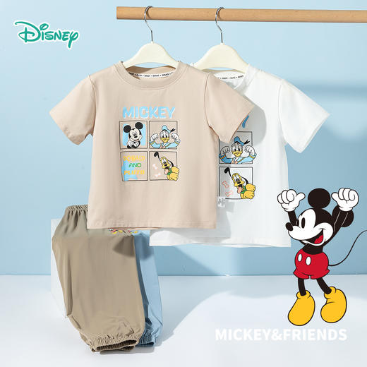 【米奇凉感T恤防蚊长裤套装】夏季新款男童冰感短袖轻薄休闲长裤ZD2ET024 商品图4