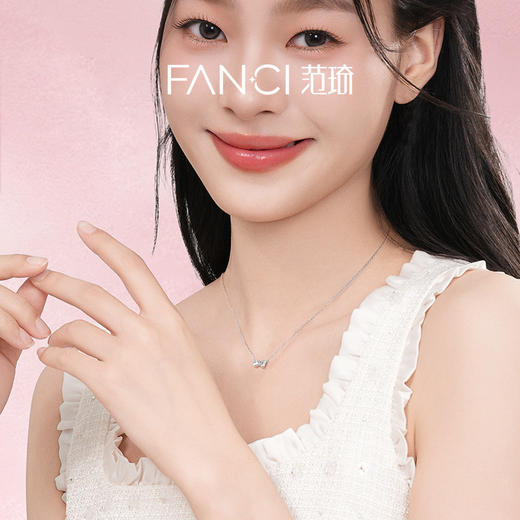 FANCI范琦 心爱蝴蝶结项链 925银爱心蝴蝶锁骨链 商品图3