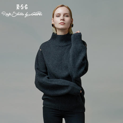 RSG郭培成衣品牌高领露肩长袖套头羊绒衫衫上衣女装 商品图1