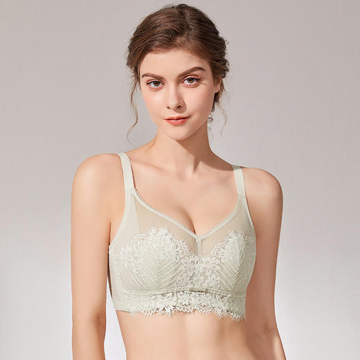 QC-W6210*  内衣女薄款夏季大胸显小胸文胸无钢圈兔耳朵超薄聚拢收副乳防下垂（单件） 商品图1
