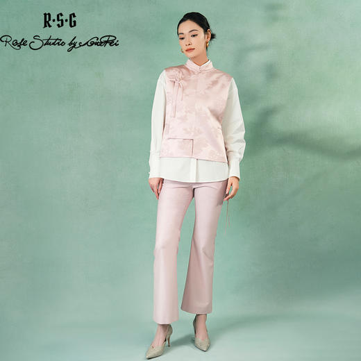 郭培成衣品牌精品系列新中式斜襟玫瑰花盘扣马甲 商品图4