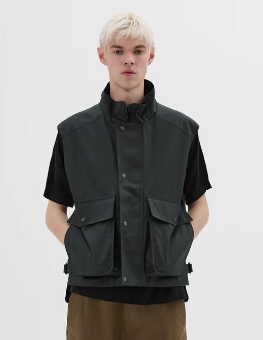 MHL  男士深藻绿苏格兰棉双口袋防雨机能马甲 商品图1