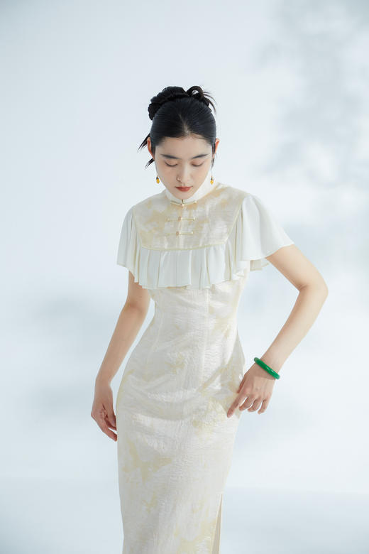 荷言GL 清秋 雪纺荷叶边改良旗袍少女感轻礼服凉感夏季 商品图0