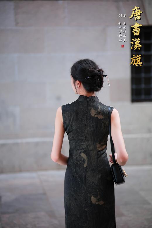 【银 杏】夏季黑色无袖简约立领梅花旗袍复古优雅改良国风新中式 商品图5