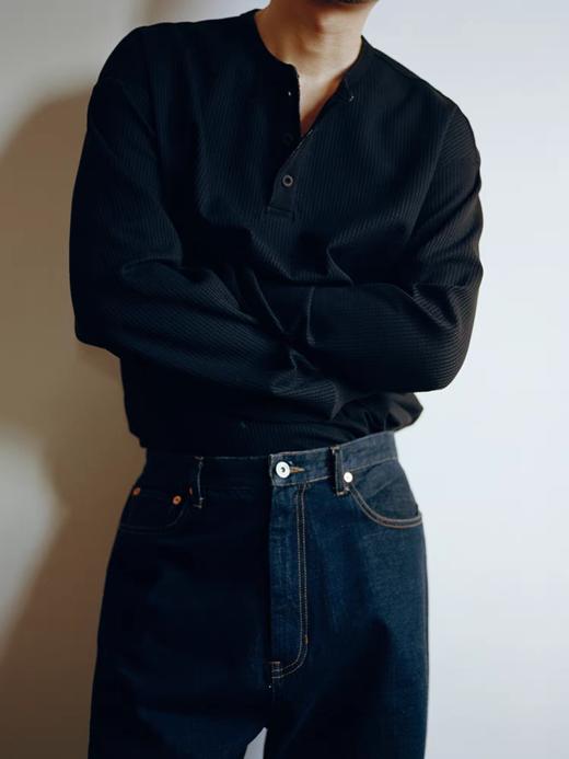 SUPERTOFU(SPTF) /RC-SS25-T001/做旧果实纽扣 亨利领 华夫格 长袖T恤 商品图1