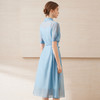 【通透蓝色欧根纱衬衫连衣裙】EITIE爱特爱夏日清爽通勤2025夏新款B2507658 商品缩略图4