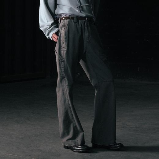 GOODBAI 916工装无腰带拼接拉链口袋直筒休闲裤 商品图0