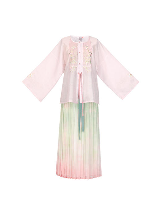 【重回汉唐清瑶】原创圆领对襟衫一片式褶裙套装明制改良汉服女装 商品图4