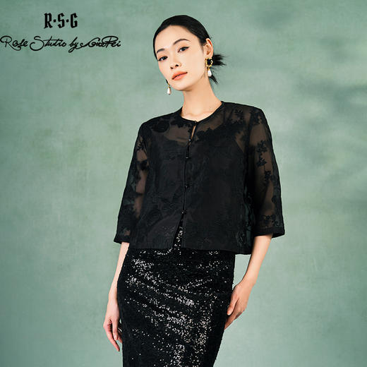 郭培成衣品牌精品系列《悦己花桑蚕丝系列》清幽之境七分袖薄上衣 商品图3