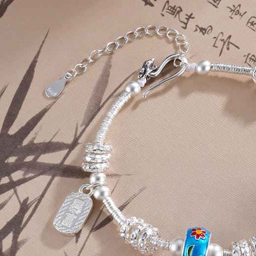 子佩集S925银【香雾染花】手链【SL00942】纯银钱串腰缠万贯珐琅彩盘缠盘缠2504 商品图5