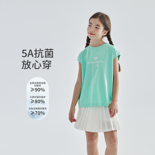 cicochild2025夏新款亲子中大女童小薄荷凉感抗菌连肩短袖T恤 商品图2