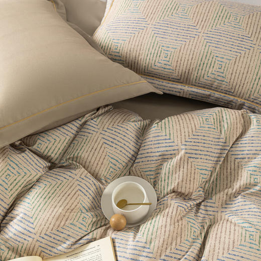 【分仓直发包邮】无印良品抗菌长绒棉四件套（几何秘境/秋波蓝）MJ-T2024-0296 商品图9