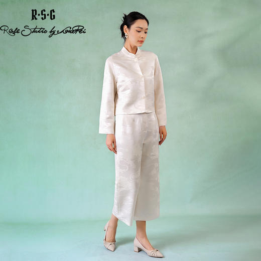 郭培成衣品牌精品系列新中式立领对襟提花短外套套装 商品图4