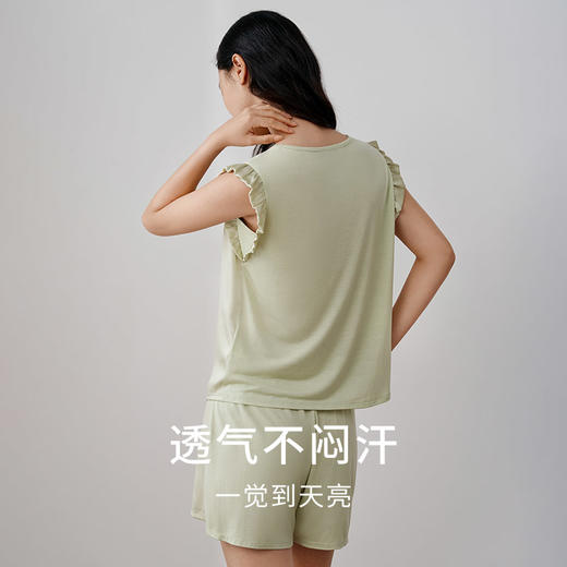 深睡眠蚕丝睡衣】真丝针织睡衣女宽松无袖睡裙衣裤套家居服金三塔  YZFFB303-YZFFB402 商品图3