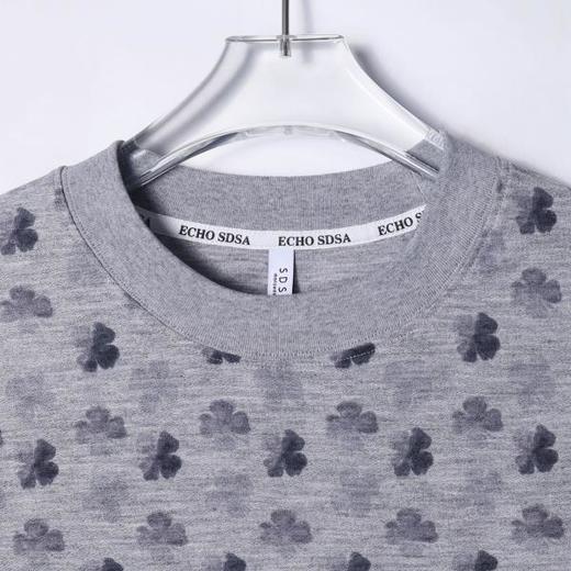 T3171夏季高级感新款韩系满印四叶草短袖T恤情侣宽松潮流休闲圆领上衣 商品图2