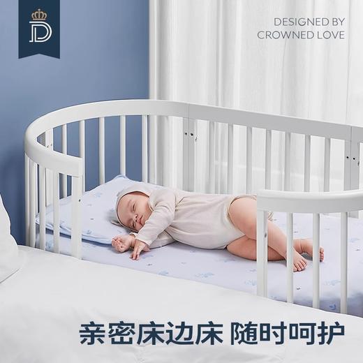 蒂爱婴儿床儿拼接大床新生小床宝宝bb小圆床多功能可移动实木摇篮 商品图2