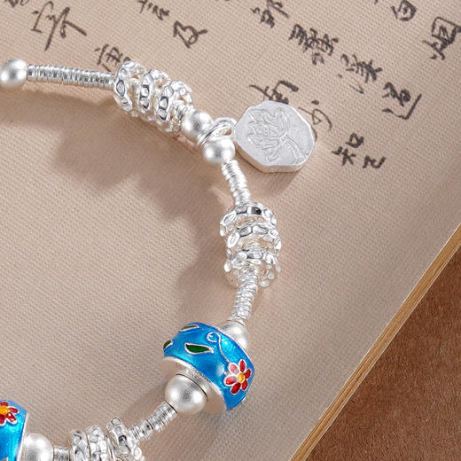 子佩集S925银【香雾染花】手链【SL00942】纯银钱串腰缠万贯珐琅彩盘缠盘缠2504 商品图4