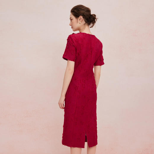 QF871斯尔丽2025夏季新款礼服商场同款礼服提花面料立体手工缝制连衣裙 商品图6