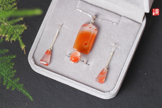 南红冰飘【冰绡曳虹】套装，925银镶 商品图0