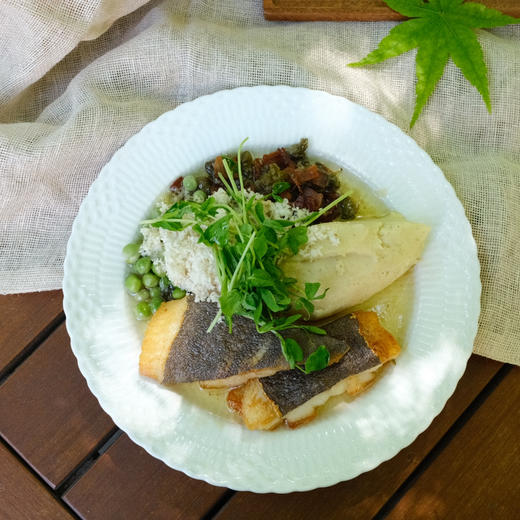 香煎格陵兰比目鱼Halibut with capers & bacon 商品图0