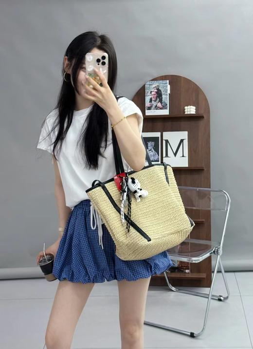 分镜头设计师品牌时尚通勤大容量托特包草编包单肩包手提袋度假风编织包购物袋 商品图4