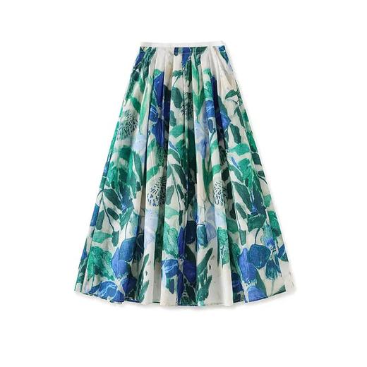 【高货wl】全新升级【铂金会员275/天猫369/差价94】(10249) 洛诗琳高级感法式通勤印花天丝麻度假风半身裙大摆长裙 商品图4