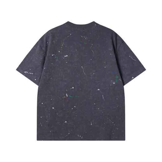 夏季高级感新款美式泼墨撞色破洞短袖T恤百搭潮流复古套头上衣 商品图5