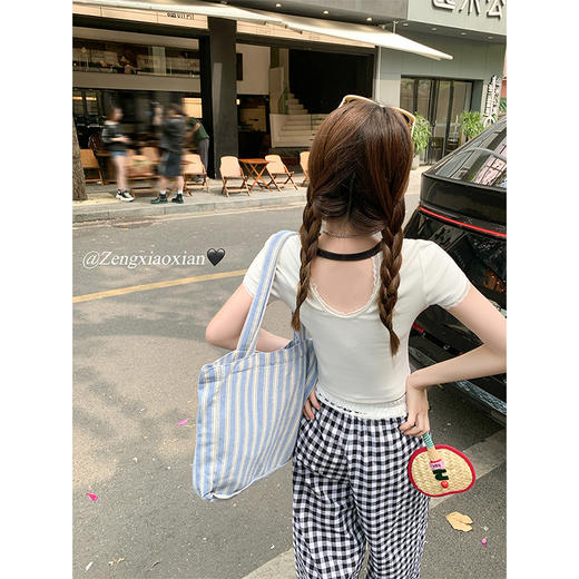 【99元任选2件】新品现货秒杀！卖完下架不再补 ！微信粉丝打折价！！后背镂空撞色短袖T 商品图4