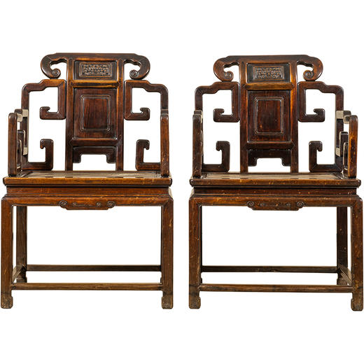 清中期	红木攒接拐子纹扶手椅（一对） 商品图5