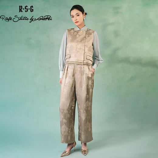 郭培成衣品牌精品系列中式老钱风梦醒鎏金蝴蝶刺绣马甲套装 商品图0