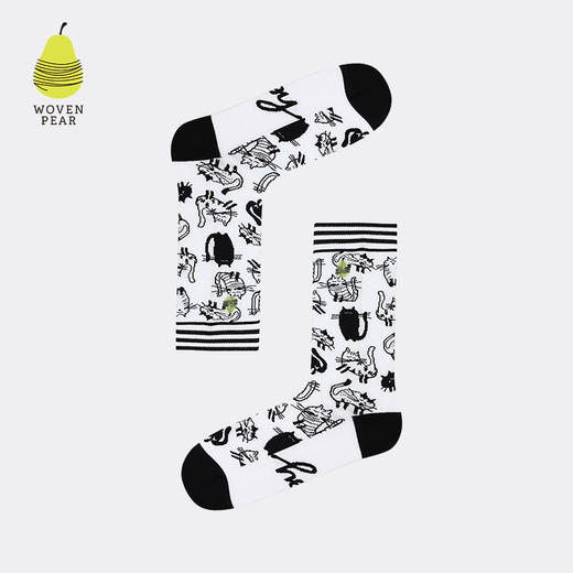 woven pear原创袜子女中筒袜ins潮个性字母刺绣柔软透气外穿长袜 商品图2