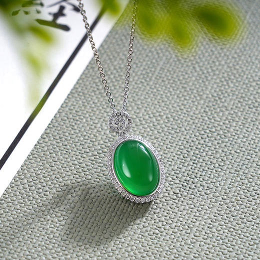 子佩集S925银【盛夏流光】套链【TL013148】纯银绿玉髓项链2412 商品图4