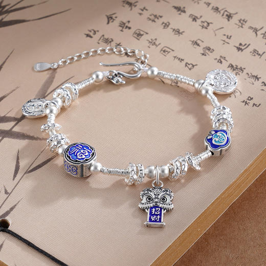 子佩集S925银【福瑞满满】手链【SL00859】纯银钱串腰缠万贯珐琅彩盘缠盘缠2504 商品图4