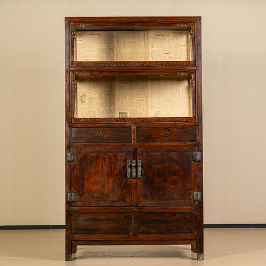 清早期	黄花梨螭龙纹圈口双层亮格柜 商品图1