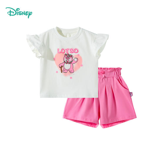 迪士尼2025夏季新款女童短袖套装小飞袖T恤款式透气休闲短裤两件套ZD2ET046 商品图4