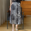 奥伊米 女士重工油墨画仿真丝高腰印花半身裙 商品缩略图3