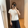 慵懒甜美！2025下摆拼接手工钩花蕾丝边宽松版圆领正肩短袖T恤！ 商品缩略图5
