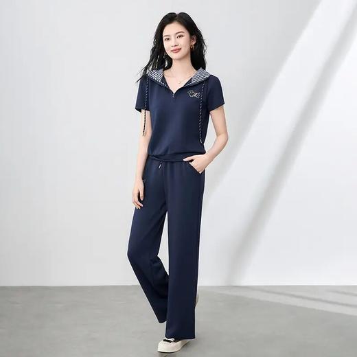 【高货wl】全新升级【铂金会员293/天猫399/差价106】(99231) 洛诗琳洋气镶钻小狗连帽上衣休闲运动松紧腰阔腿裤套装 商品图2