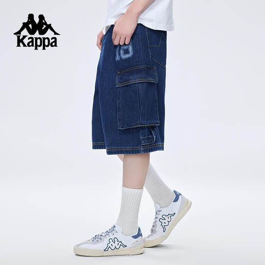 Kappa卡帕背靠背牛仔短裤男夏季新款运动纯棉五分裤工装裤女款KPCJBDN10 商品图2