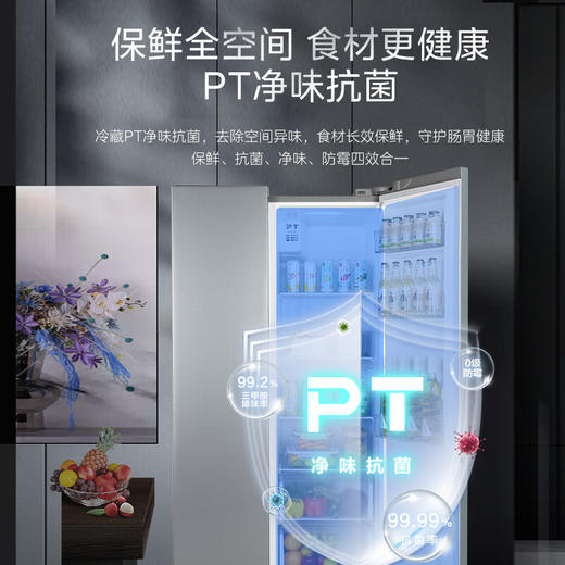 美的（Midea）571升双变频对开双开门家用冰箱智能风冷无霜BCD-571WKPM(E)钛钢灰-星烁 商品图6